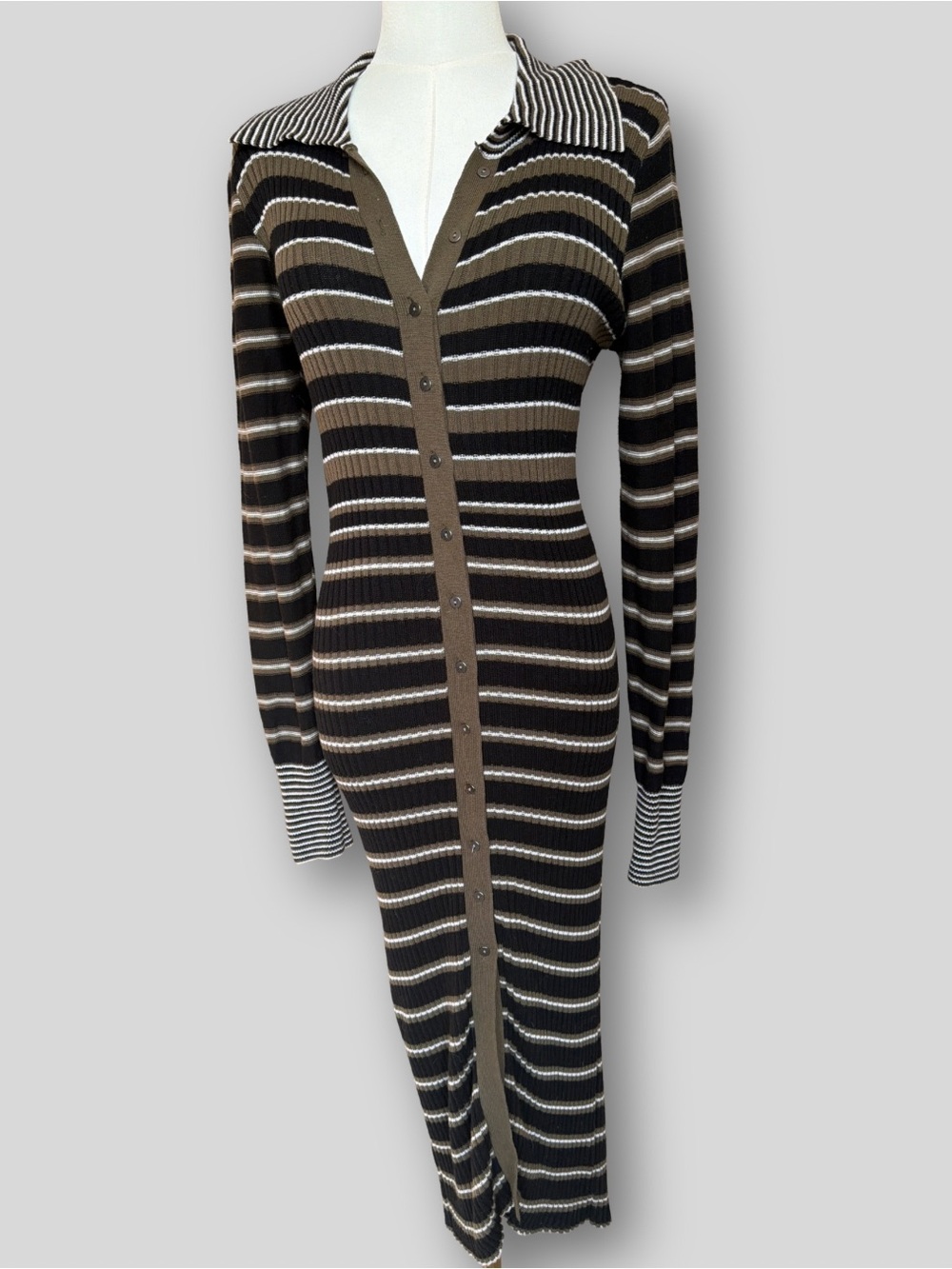 Free People Vista Cardi Striped Ribbed Midi Sweater Dress